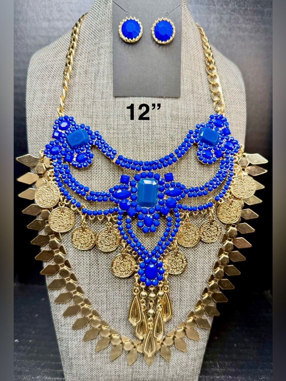 147. Royal Blue Statement Bib Set